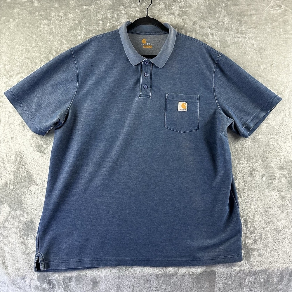 Carhartt Polo Style Shirt Men's 2XL Blue Original Fit